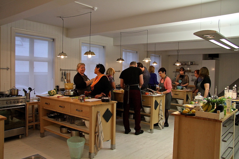 Preparing dishes Cook and Dine workshop